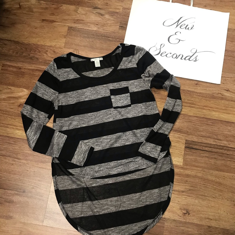 Extreme Hi-Low Cropped Front Top Striped